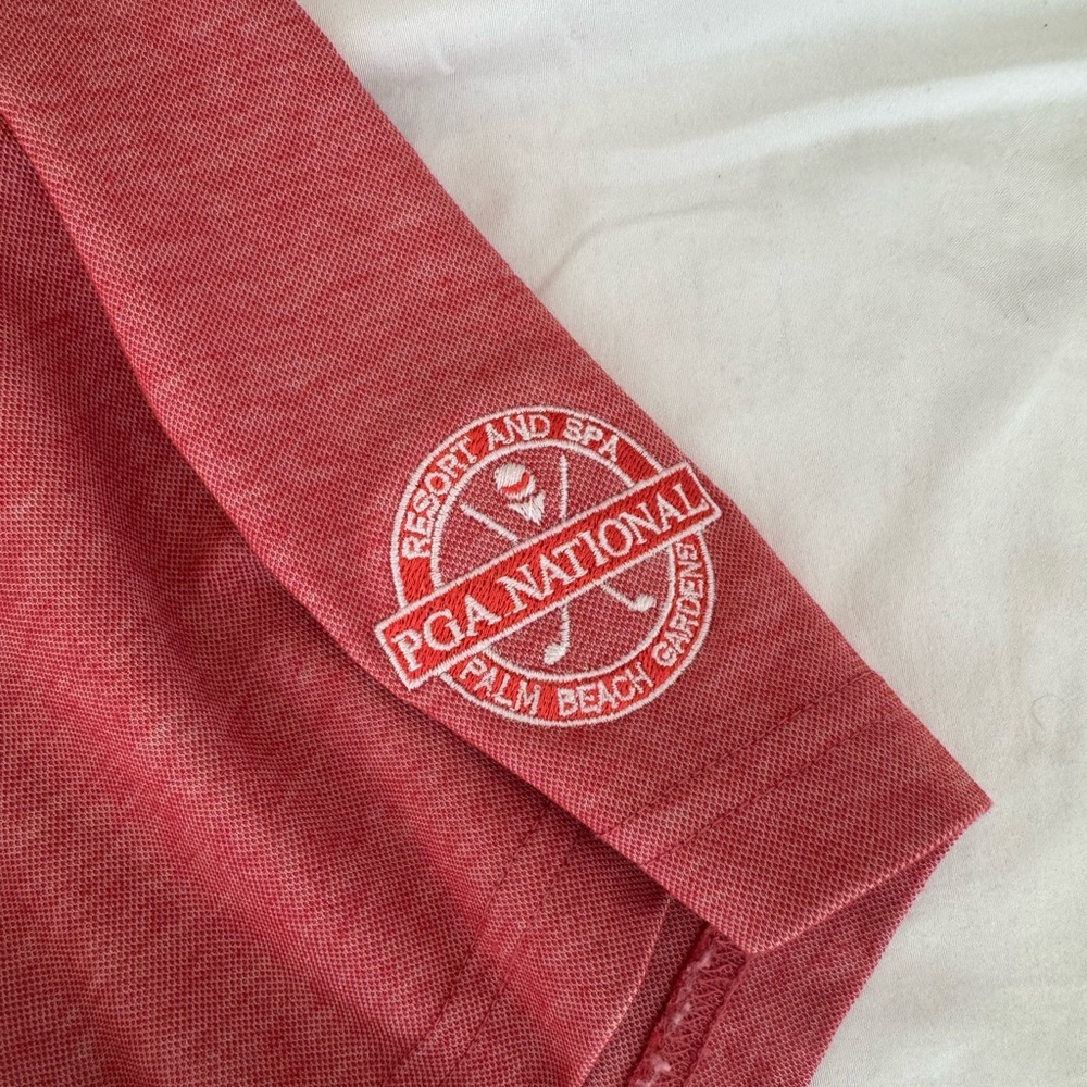 Travis Mathew‎ Heather Red and Navy Golf Polo Shirt - Picture 3 of 7
